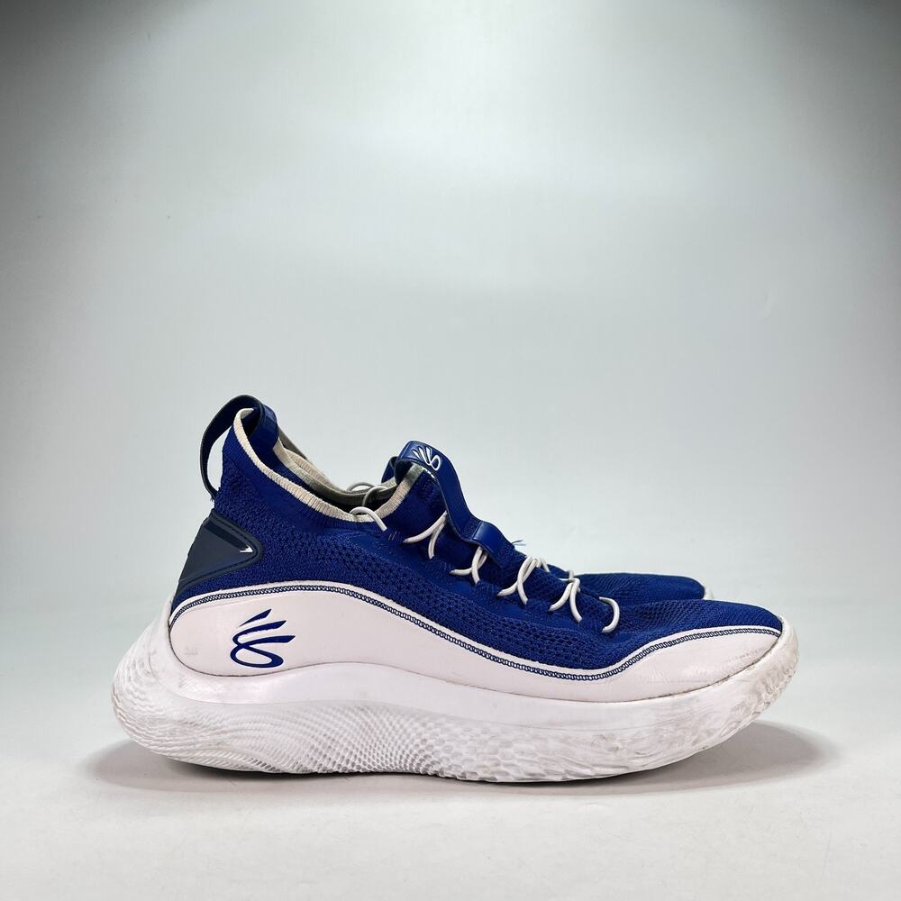 Under Armour Curry Flow 8 Blue White Basketball Shoes Sneakers Men's Size 13